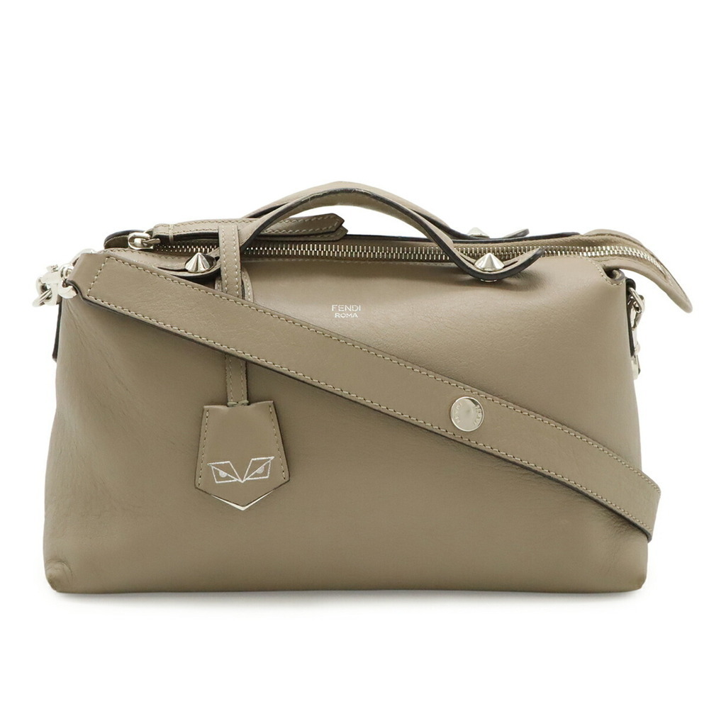 FENDI Gray Leather Shoulder Bag